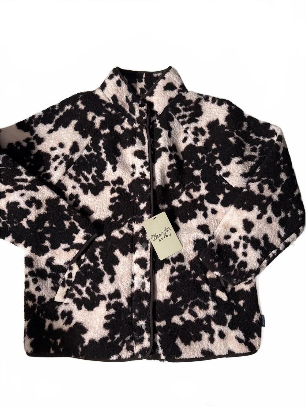 Wrangler Women's Medium Brown and White Patterned Fleece Jacket